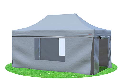 Stabilezelte Faltpavillon 3x4,5 Meter Prof. Plus+ mit feuerfestem PVC und Fensterseiten Grau von Stabilezelte