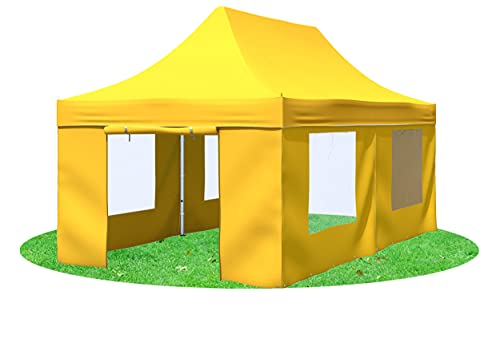 Stabilezelte Faltpavillon 3x6 Meter Premium mit Fensterseiten Gelb von Stabilezelte