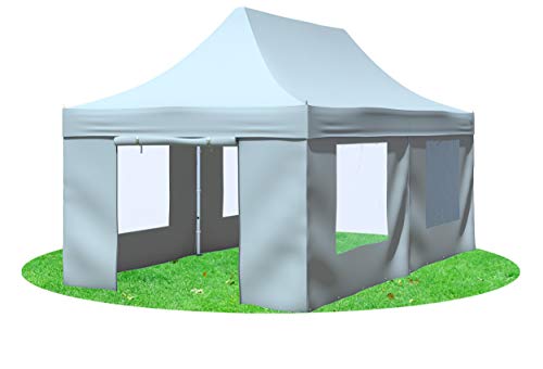 Stabilezelte Faltpavillon 3x6 Meter Premium mit Fensterseiten Grau von Stabilezelte