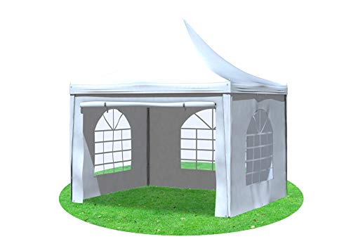 Stabilezelte Gartenpavillon 3x3m mit Seitenteilen Arabica Pagodenzelt PVC Weiss von Stabilezelte