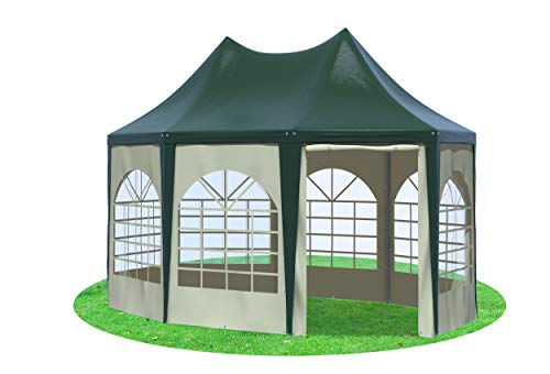 Stabilezelte Gartenpavillon 3x4,1m mit Seitenteilen Arabica Pagodenzelt 8-eck PVC GRÜN BEIGE von Stabilezelte