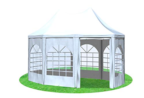 Stabilezelte Gartenpavillon 3x4,1m mit Seitenteilen Arabica Pagodenzelt 8-eck PVC Weiss von Stabilezelte