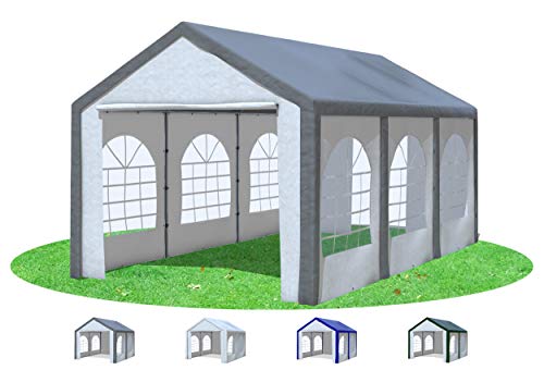 Stabilezelte Partyzelt 3x6 m Modular Pro PE 240 g/m² wasserdicht inkl. Seiten Festzelt Gartenzelt Grau Weiss von Stabilezelte