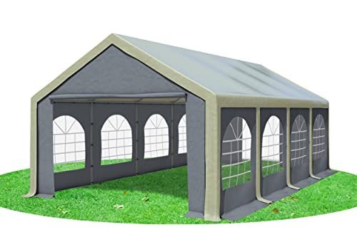 Stabilezelte Partyzelt 4x8m Modular Professional PVC 500 g/m² mit Fenster BRAUN GRAU von Stabilezelte