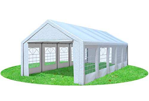 Stabilezelte Partyzelt 4x9 Classic Premium PVC 400 g/m² wasserdicht inkl. Seiten Festzelt Gartenzelt Weiß von Stabilezelte