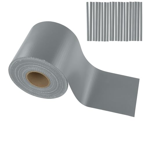 Stabilo Befestigungstechnik Sichtschutzstreifen 35m x 19cm + 20 Clips (450gr/m²) | Sichtschutz, Zaunblende, Zaunfolie für Doppelstabmatten (grau - RAL 7040) von Stabilo Befestigungstechnik