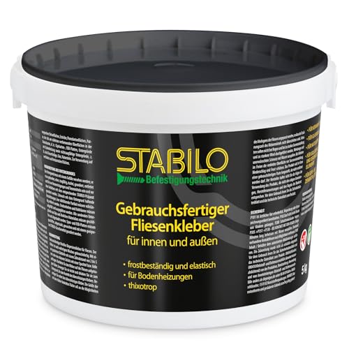 Stabilo Gebrauchsfertiger Fliesenkleber 5kg | Fertigkleber | Dispersionskleber | Universalkleber | Kleber für innen und außen von Stabilo Befestigungstechnik