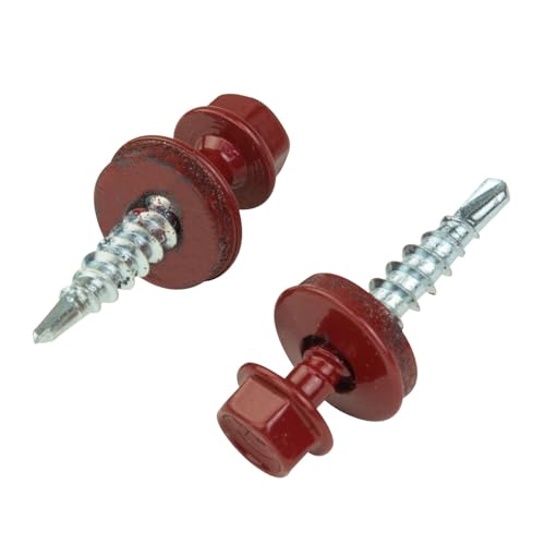 Trapezblechschrauben 4,8x28mm 250 Stück | Braunrot - RAL 3011 | Selbstschneidene Schrauben Bohrschrauben mit Dichtscheibe Trapezblechschrauben 4,8x28mm 250 Stück | Braunrot - RAL 3011 | Selbstschneidene Schrauben Bohrschrauben mit Dichtscheibe von Stabilo Befestigungstechnik