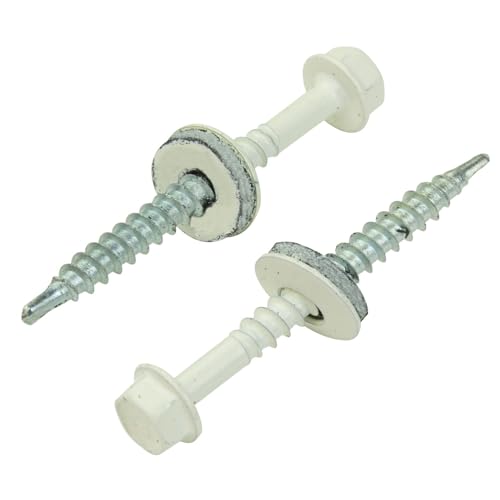 Trapezblechschrauben 4,8x50mm 100 Stück | Reinweiß - RAL 9010 | Selbstschneidene Schrauben Bohrschrauben mit Dichtscheibe Trapezblechschrauben 4,8x50mm 100 Stück | Reinweiß - RAL 9010 | Selbstschneidene Schrauben Bohrschrauben mit Dichtscheibe von Stabilo Befestigungstechnik