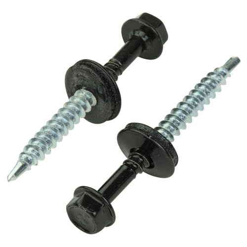 Trapezblechschrauben 4,8x50mm 100 Stück | Tiefschwarz - RAL 9005 | Selbstschneidene Schrauben Bohrschrauben mit Dichtscheibe Trapezblechschrauben 4,8x50mm 100 Stück | Tiefschwarz - RAL 9005 | Selbstschneidene Schrauben Bohrschrauben mit Dichtscheibe von Stabilo Befestigungstechnik