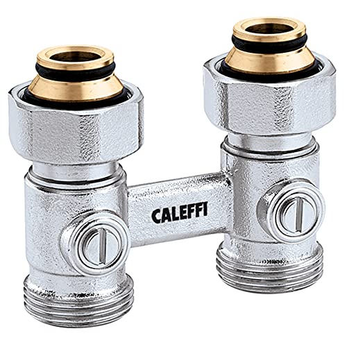 Caleffi 301052 Zweirohr Hahnblock 3/4 Zoll Durchgang Messing Doppelkugelhahn Eurokonus Heizkörperanschluß von STABILO Sanitaer