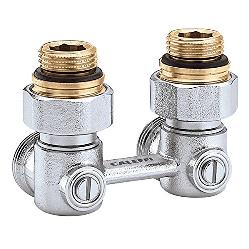 Caleffi 301141 Zweirohr System Hahnblock 1/2' x 3/4' Zoll Eck Winkel Doppelkugelhahn Heizkörperanschluß von STABILO Sanitaer