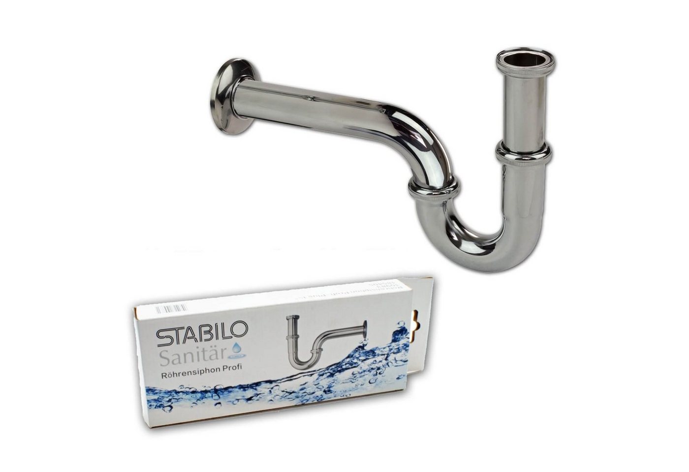 Stabilo Sanitär Siphon Bad Waschbecken Siphon 1 1/4 Zoll x 32 mm Röhrensiphon verchromt von Stabilo Sanitär