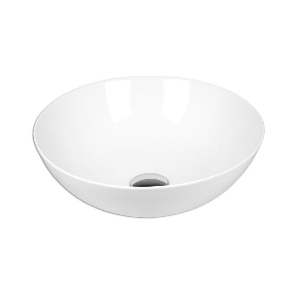 Stabilo Sanitär Küchenspüle Waschbecken Keramik Aufsatz rund 40 cm weiß Komplettset von Stabilo Sanitär