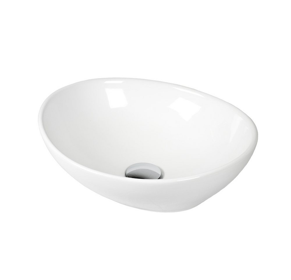 Stabilo Sanitär Waschbecken Waschbecken Keramik Aufsatzwaschbecken Oval Komplettset (Komplett-Set, 1-St., mit Komplettset inkl. Abflussrohr und Abflussstopfen), Waschbecken ist pflegeleicht, robust und langlebig. von Stabilo Sanitär