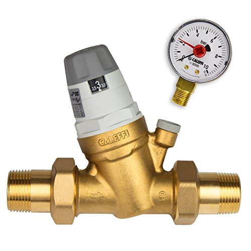 Caleffi Wasserdruckminderer 1/2 Zoll DN15 Druckminderer für Wasser mit Austauschbarer Kartusche und Manometer, Druckminderungsventil, Druckregler 535041, mehrfarbig von Caleffi