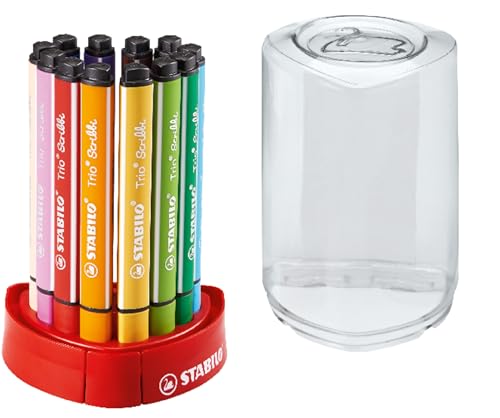 STABILO - Gefederter Dreikant-Filzstift - Trio Scribbi - 12er Tischset - mit 12 verschiedenen Farben STABILO - Gefederter Dreikant-Filzstift - Trio Scribbi - 12er Tischset - mit 12 verschiedenen Farben von STABILO
