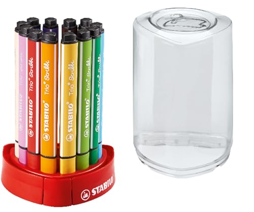 STABILO - Gefederter Dreikant-Filzstift - Trio Scribbi - 12er Tischset - mit 12 verschiedenen Farben von STABILO