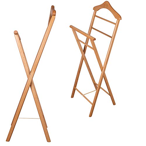 Staboos 2er Set Stummer Diener aus Massiv Holz - klappbarer Herrendiener und Butler - fertig montierter Damendiener Kleiderständer in 3 Farben (Buche lakier) von Staboos