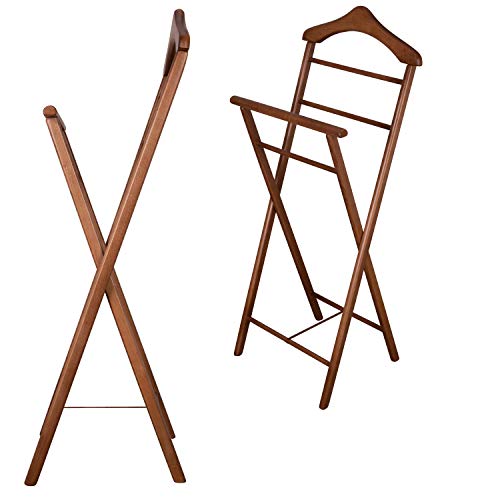 Staboos 2er Set Stummer Diener aus Massiv Holz - klappbarer Herrendiener und Butler - fertig montierter Damendiener Kleiderständer in 3 Farben (Nussbaum) von Staboos