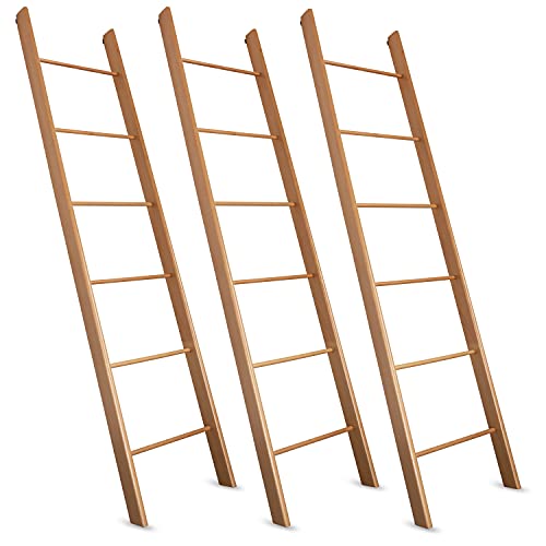Staboos 3er Set Massiv Holz Handtuchhalter - Handgemachter Badetuchhalter aus Buchenholz - Holzleiter (Naturlackiert) von Staboos