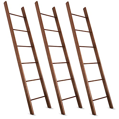 Staboos 3er Set Massiv Holz Handtuchhalter - Handgemachter Badetuchhalter aus Buchenholz - Holzleiter (Nussbaum) von Staboos