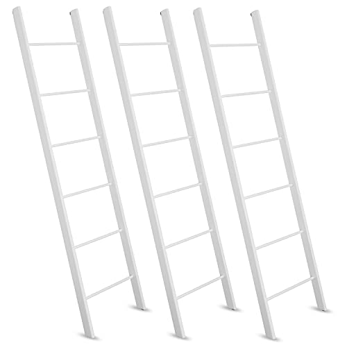 Staboos 3er Set Massiv Holz Handtuchhalter - Handgemachter Badetuchhalter aus Buchenholz - Holzleiter (Weiß) von Staboos