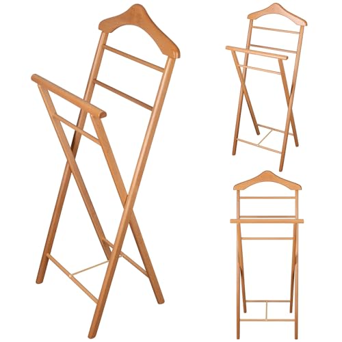 Staboos 3er Set Stummer Diener aus Massiv Holz - klappbarer Herrendiener und Butler - fertig montierter Damendiener Kleiderständer in 3 Farben (Buche lakier) von Staboos