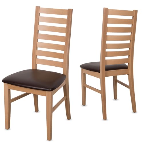 Staboos CH02 Esszimmerstuhle 8er Set Holz Stuhl bis 150 kg - Fertig montiert - Küchenstuhl gepolstert - massiv Holz Buche (Natur - Braun) von Staboos