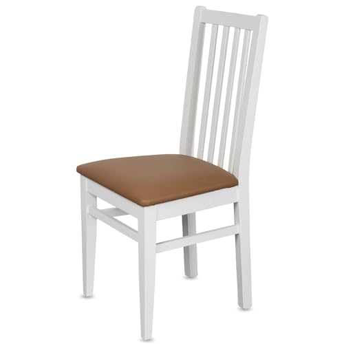 Staboos CH07 Esszimmerstuhle 10er Set Holz Stuhl bis 150 kg - Fertig montiert - Küchenstuhl gepolstert - massiv Holz Buche (Weiß - Cafe) von Staboos