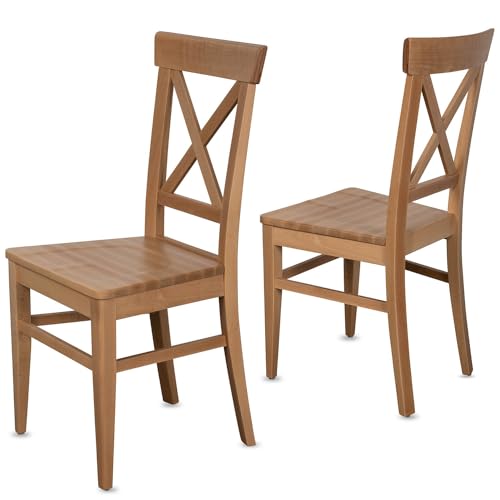 Staboos CH24 Esszimmerstuhle 8er Set Holz Stuhl bis 150 kg - Fertig montiert - Küchenstuhl 100% Massive Kernbuche Holzstuhl (Natur lackiert) von Staboos
