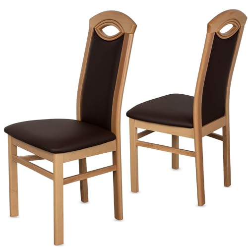 Staboos CH58 Esszimmerstuhle 4er Set Holz Stuhl bis 150 kg - Fertig montiert - Küchenstuhl gepolstert mit Ruckenlehne - massiv Holz Buche (Natur - Braun) von Staboos