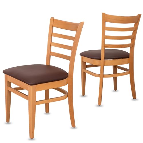 Staboos CH61 Esszimmerstuhle 8er Set Holz Stuhl bis 150 kg - Fertig montiert - Küchenstuhl gepolstert - massiv Holz Buche (Natur - Braun) von Staboos