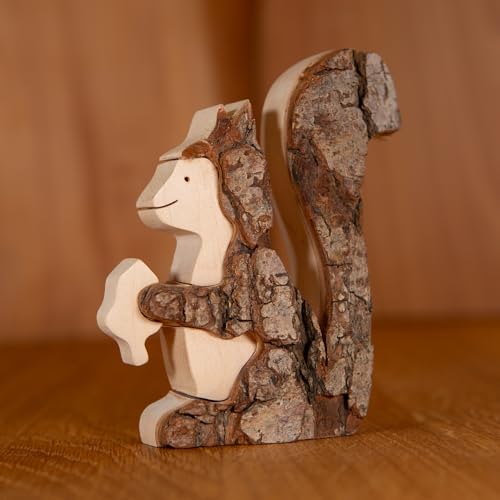 Staboos Deko Eichhörnchen Figuren 95 mm - Deko aus nachhaltigem europäischen Holz - Einzigartige Deko in Geschenkverpackung - Süße Holz Eichhörnchen von Staboos