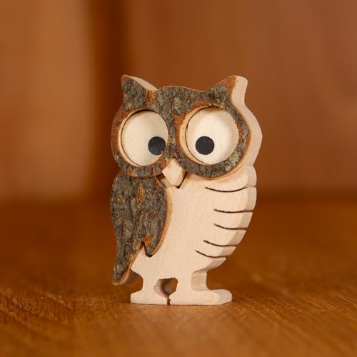 Staboos Eule Figuren 35 mm - Waldkauz Deko aus Nachhaltigem Europäischen Holz - Einzigartige Holzeule in Geschenkverpackung von Staboos
