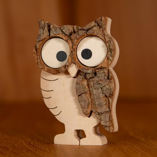 Staboos Deko Eule Figuren 50 mm - Waldkauz Deko aus nachhaltigem europäischen Holz - Einzigartige Deko Eule in Geschenkverpackung - Süße Holzeule von Staboos