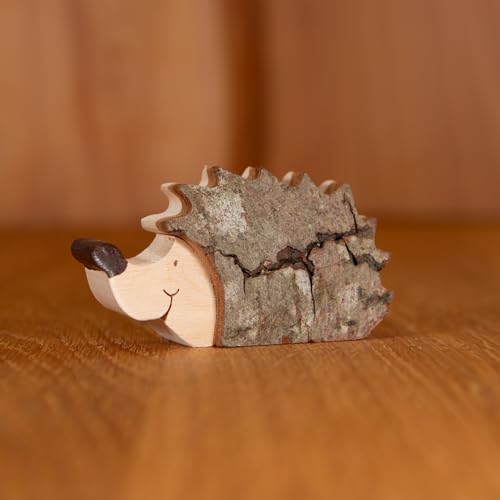 Staboos Igel Figuren 70 mm - Rindenigel aus Nachhaltigem Europäischen Holz - Einzigartige Deko in Geschenkverpackung - Süße Holzigel von Staboos