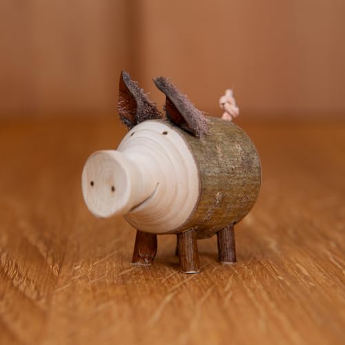 Staboos Deko Schweinchen Figuren 45 mm - Astholzschwein Deko aus nachhaltigem europäischen Holz - Einzigartige Deko Schwein in Geschenkverpackung - Süße Holzschwein von Staboos