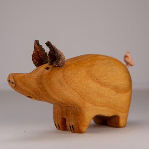 Staboos Deko Schweinchen Figuren 55 mm stehend - Glücksschweinchen Deko aus nachhaltigem europäischen Holz - Einzigartige Deko Schwein in Geschenkverpackung - Süße Holzschwein von Staboos