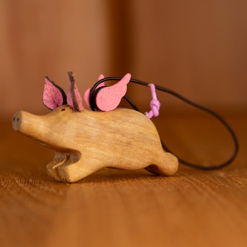 Staboos Schweinchen Figuren 60 mm Fliegend - Glücksschweinchen Deko aus Nachhaltigem Europäischen Holz - Einzigartige Schwein in Geschenkverpackung - Süße Holzschwein von Staboos