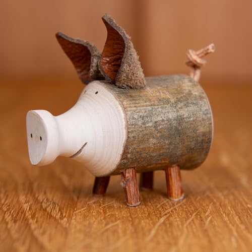 Staboos Schweinchen Figuren 65 mm - Astholzschwein Deko aus nachhaltigem europäischem Holz - Einzigartige Holzschwein in Geschenkverpackung von Staboos