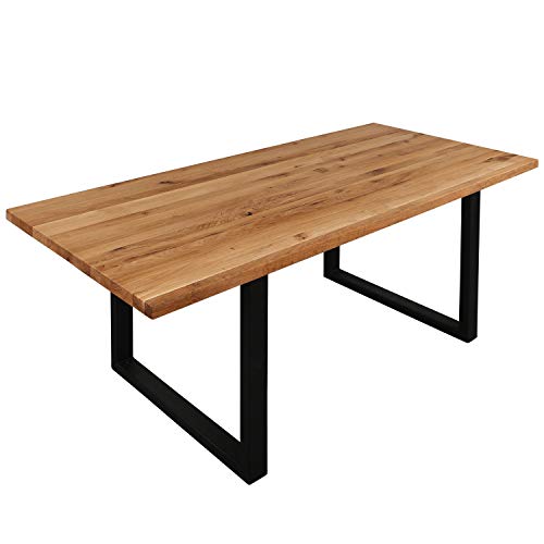 Staboos Esszimmertisch Massivholz - hochwertiger Holztisch Eiche wild 120x80x75 cm O-Gestell Esstisch - Büro Tisch - Handarbeit Holz Tisch mit Bioöl poliert von Staboos