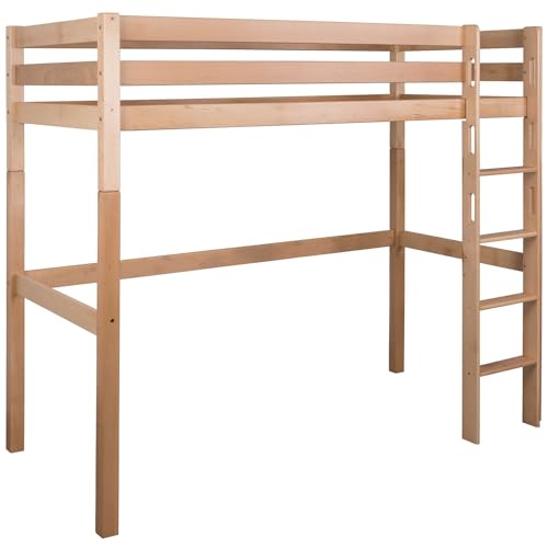 Staboos Kinderhochbett Leni Buche massivholz, Kinder massiv Hochbett - Stockbett - 90x200 cm - Natur lackiert von Staboos