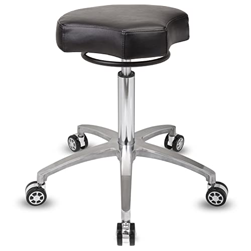 Staboos Rollhocker bis 160 kg - Ergonomisch geformter Sitz mit Ringauslösung - Drehhocker Praxishocker höhenverstellbar (55 cm bis 75 cm) von Staboos