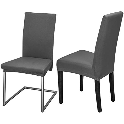 Staboos Stuhlhussen 2er Set - Hochwertige und elastische Stuhlhussen für Swingstühle - Pflegeleichte Stuhlbezüge & Hussen für Stühle - Perfekter Stuhlbezug 2er Set - ÖKO TEX Zertifiziert - Dunkelgrau von Staboos