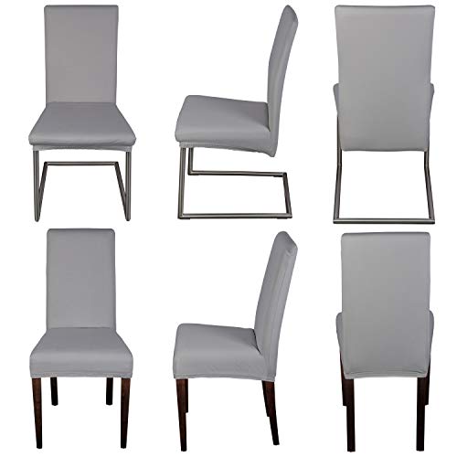 Staboos Stuhlhussen 6er Set - Hochwertige und elastische Stuhlhussen für Swingstühle - Pflegeleichte Stuhlbezüge & Hussen für Stühle - Perfekter Stuhlbezug 6er Set - ÖKO TEX Zertifiziert - Hellgrau von Staboos