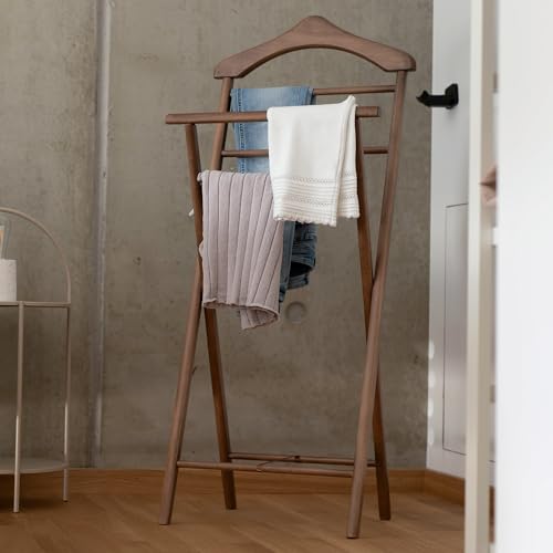 Staboos Stummer Diener aus Massiv Holz - klappbarer Herrendiener und Butler - fertig montierter Damendiener Kleiderständer in 3 Farben (Nussbaum) von Staboos