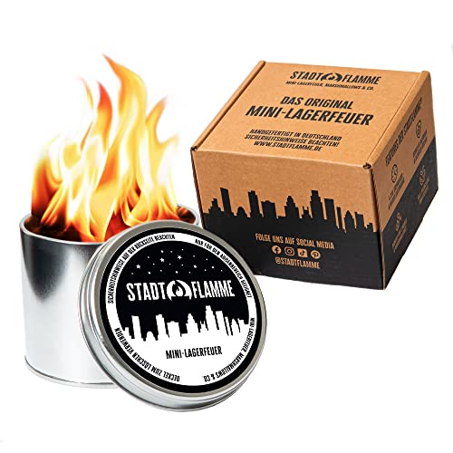 StadtFlamme® - Das Original Mini-Lagerfeuer | Bis zu 4 Std. Brenndauer | Wiederverwendbar | Schnelles Anzünden & Sicheres Löschen von StadtFlamme