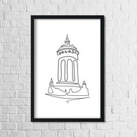 Mannheim Poster One Line Wasserturm Weiß von StadtkinderCom