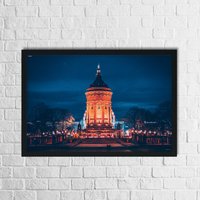 Mannheim Poster Wasserturm Bei Nacht Mannheim Poster Wasserturm Bei Nacht von StadtkinderCom